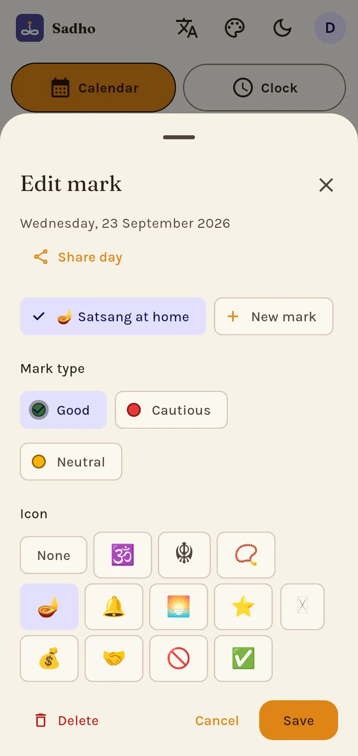 How do I mark a day?